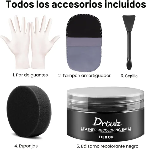 Miniatura 6 de Bálsamo recolorante de cuero negro, acondicionador restaurador de color de cuero, kits de reparación de cuero para muebles de vinilo, sofás