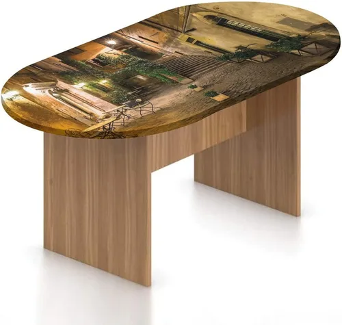 Miniatura 18 de Mantel ovalado ajustable italiano de poliéster elástico, mantel ajustable con estampado de paredes de Pienza en la Toscana, se adapta a mesas