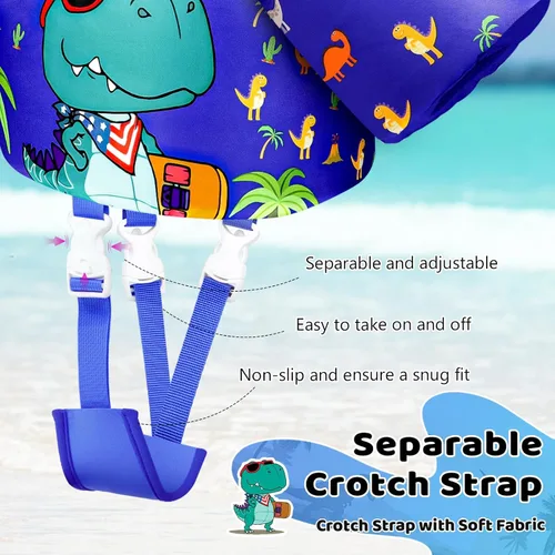 Miniatura 6 de Vvinca Chaleco de natación para niños de 22 a 66 libras, entrenador de natación para niños y niñas con correa de entrepierna antirozaduras