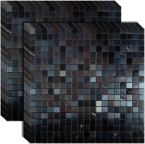 Miniatura 18 de XUANINY Azulejos Adhesivos de Pared para Cocina, Baño, Chimenea, Mosaico de Aluminio Metálico Autoadhesivo (12"x12") (5, Estampado Amarillo y Verde)