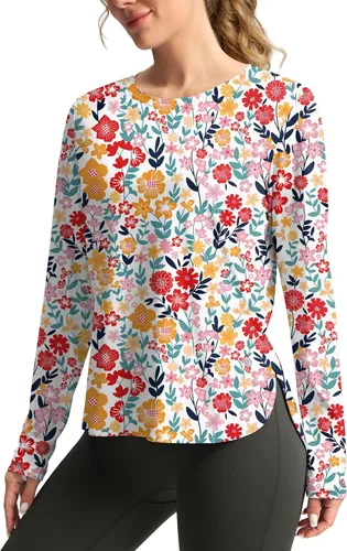 Miniatura 8 de Camisetas de sol para mujer, con protección ultravioleta FPU 50+, manga larga, ligera, de secado rápido, para entrenamiento, senderismo, para mujer