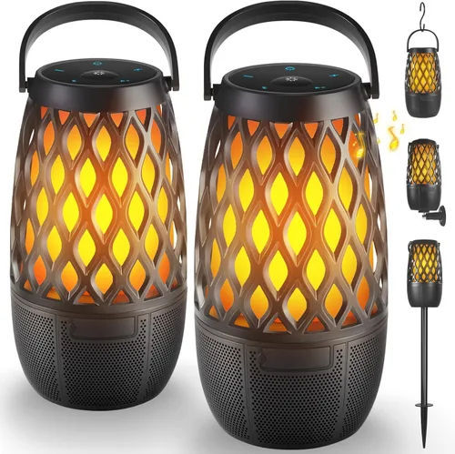 Altavoces Bluetooth para exteriores, impermeables, inalámbricos, para exteriores, con luces de llama, dispositivos tecnológicos, regalo para