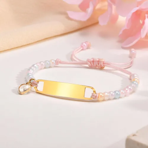 Miniatura 35 de Pulsera de barra para bebé: chapado en oro de 18 quilates, pulsera con placa de identificación personalizada para niños pequeños de mamá, nombre