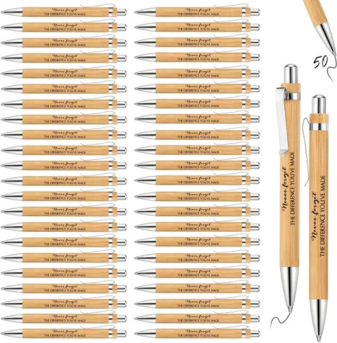 Fuutreo 50 bolígrafos de bambú inspiradores a granel de madera de agradecimiento, regalo para estudiantes, graduación, fiesta, padre, maestro,
