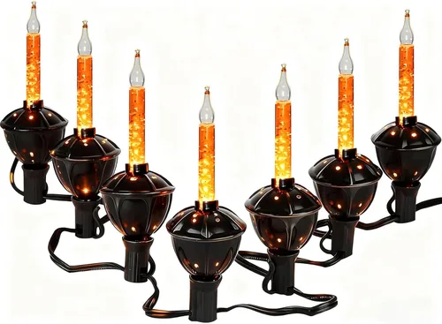Oviejo Guirnalda de luces de burbujas negras de Halloween, luces de burbujas vintage de 7 pies con 8 luces líquidas naranjas (1 repuesto),