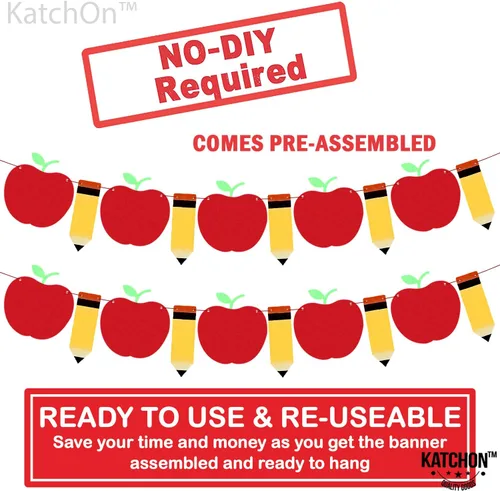 Miniatura 2 de KatchOn, Cartel de fieltro de manzana con lápiz para decoraciones de regreso a clases, paquete de 2, grande, 10 pies, sin bricolaje, cartel