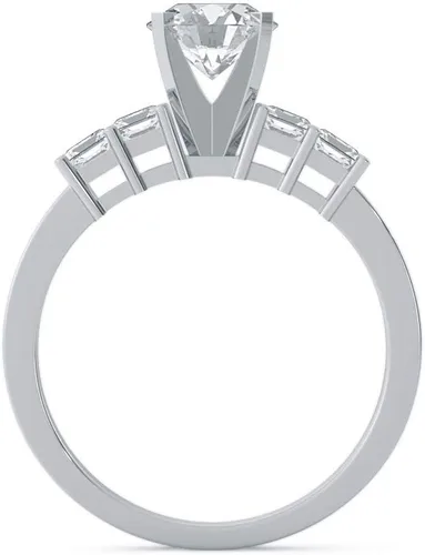 Miniatura 4 de Anillos de compromiso de moissanita de corte redondo de 1 CT para mujer para mujer, chapados en platino, plata
