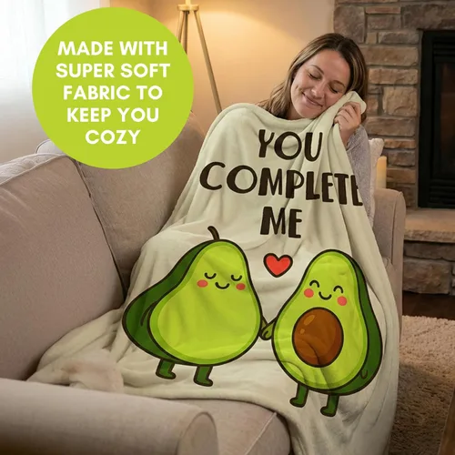 Miniatura 4 de Ethisa Manta de aguacate para parejas de 50 x 60 pulgadas, divertida manta de forro polar para San Valentín, aniversario, boda, regalo romántico