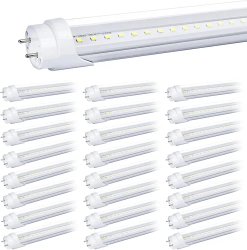 Paquete de 25 bombillas LED T8 de tubo de 4 pies, luz LED de tienda, garaje y almacén de 4 pies, 20 W, 5000 K, 2600 lúmenes, blanco luz diurna,