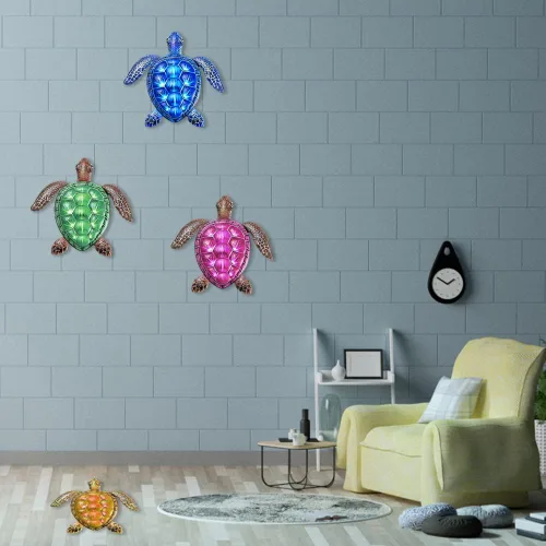 Miniatura 8 de Surakey Decoración de pared de tortuga marina de metal, decoración de pared de tortuga marina, adorno colgante de animales para el hogar