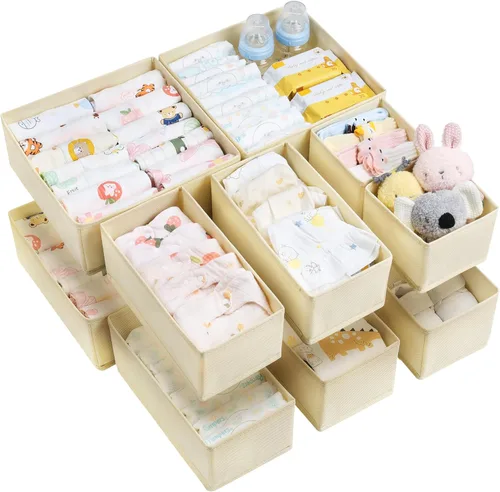 Miniatura 9 de Vtopmart Paquete de 18 organizadores de ropa de bebé, organizador de cajones de tocador para ropa de bebé, contenedores de almacenamiento plegables