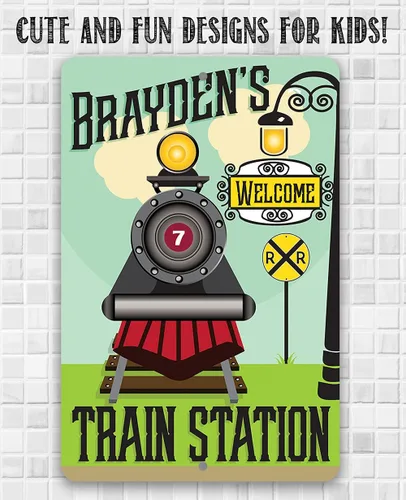 Miniatura 8 de Estación de tren personalizada: bonita decoración de cruce de ferrocarril, accesorios de habitación de bebé niño, decoración de sala