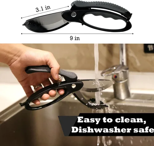 Miniatura 6 de Tijeras de ensalada ALEXPHY con dobles cuchillas, picadora de lechuga para ensalada picada, negras Negro