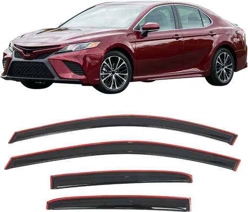 IKON MOTORSPORTS Viseras de ventana de canal compatibles con Toyota Camry 2018-2024, protectores de lluvia acrílicos ahumado/tintados, deflectores