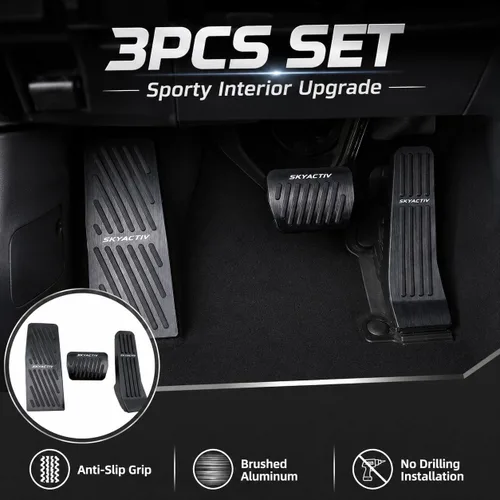 Miniatura 5 de Cubiertas de pedal de acelerador de gas de aleación de aluminio, accesorios interiores antideslizantes sin perforación, pedal de freno Pastillas