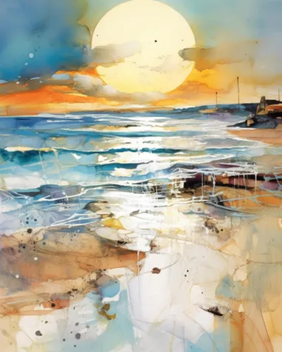 Pintura por números, puesta de sol, playa, paisaje marino, abstracto, playa, bricolaje, pintura sobre lienzo con pinceles, pinturas acrílicas,