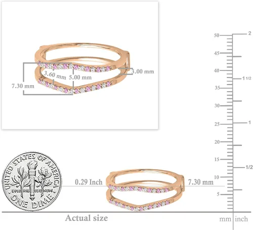 Miniatura 18 de Dazzlingrock Collection Anillo de protección redondo alternativo de zafiro rosa y diamante blanco para mujer en oro macizo de 10 quilates