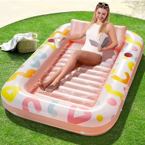 Miniatura 14 de SLOOSH Inflatable Tanning Pool Lounger Float, 70" x 46" Pool Floats Adult with Pillow, 4 in 1 Suntan Tub Raft Floatie,Sunbathing Bed Lounge for