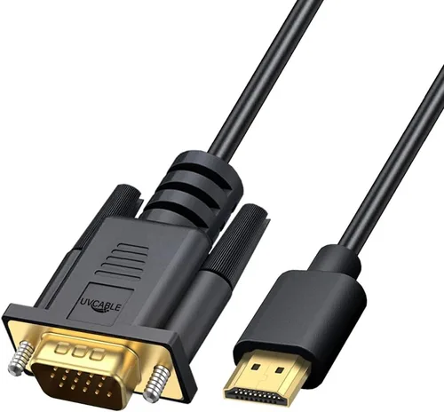 Adaptador de cable HDMI a VGA, chapado en oro de 6 pies HDMI a VGA macho a macho para computadora, computadora de escritorio, laptop, PC, monitor,