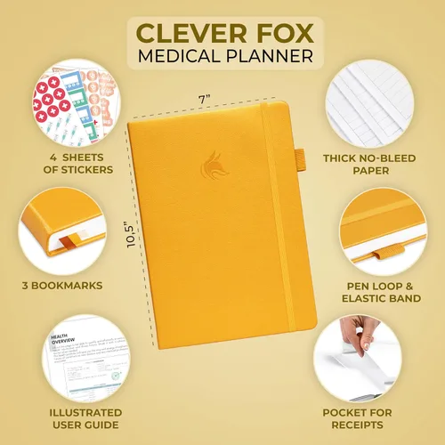 Miniatura 2 de Clever Fox Agenda médica grande de 12 meses – Cuaderno médico, diario de salud, diario de bienestar para rastrear la salud – 12 meses, 7 x 10.5