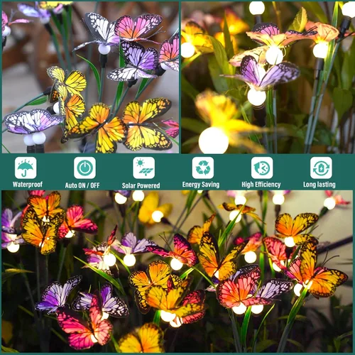 Miniatura 3 de TONULAX Luces Solares de Jardín - Luz de Mariposa Oscilante, Oscilando en el Viento, Luces Solares para Exteriores, Decoración de Jardín, Patio
