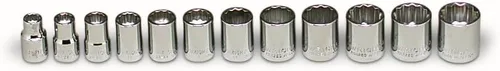 Wright Tool 349 3/8" Drive, juego de llaves de vaso estándar métricas de 12 puntos (12 piezas)