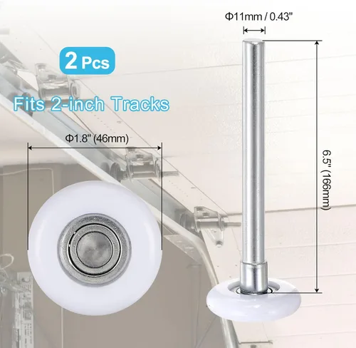 Miniatura 2 de uxcell 2 rodillos de nailon para puerta de garaje de 1.8 pulgadas para pista de garaje de 2 pulgadas, ruedas de puerta de garaje silenciosas