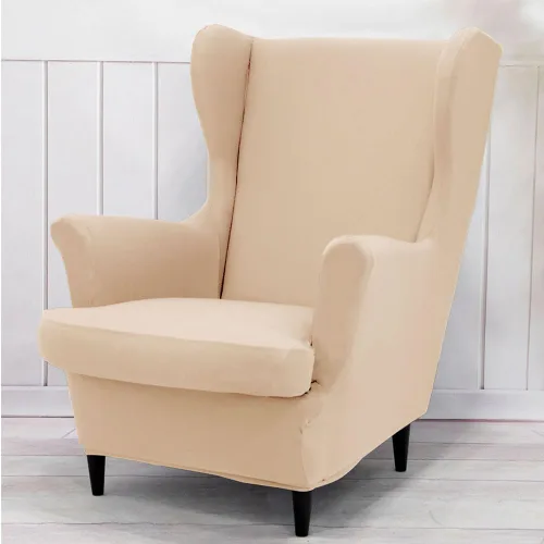 Miniatura 10 de Morbuy Funda para silla Wingback, 2 piezas, lavable, elástica, con respaldo de ala, fundas para silla con brazos para sala de estar, dormitorio