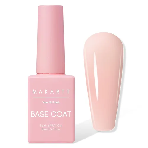 Makartt Esmalte de gel con base de goma: Natural Nude Fall Winter 8ML Soak Off UV LED Base Gel para salón DIY Nail Art Designs Home (arenas bañadas