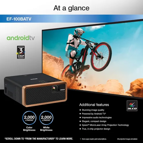 Miniatura 2 de Epson Proyector láser de transmisión inteligente EF-100 con Android TV - Negro