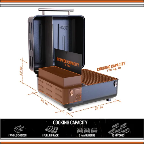 Miniatura 2 de Traeger Grills TFT18KLD Ranger, parrilla portátil de pellets de madera y ahumador - Ahumador eléctrico de pellets de mesa con Controlador Digital