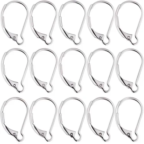 Miniatura 15 de SUNNYCLUE 1 caja de 80 piezas de hallazgos de aretes con cierre de palanca, hallazgos de aretes de aro Huggie, ganchos de oreja con cierre de 1 caja