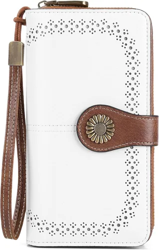 Miniatura 16 de SENDEFN Cartera de cuero para mujer, con bloqueo RFID, tarjetero para tarjetas de crédito, cartera de mano para mujer