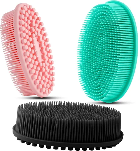 Miniatura 8 de Paquete de 3 unidades de esponja de silicona suave, exfoliante corporal de silicona suave, cepillo corporal de silicona para baño y ducha