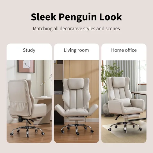 Miniatura 5 de Silla de oficina con respaldo alto cruzado con reposapiés, silla de escritorio ergonómica con patas cruzadas con reposabrazos abatible, acogedora