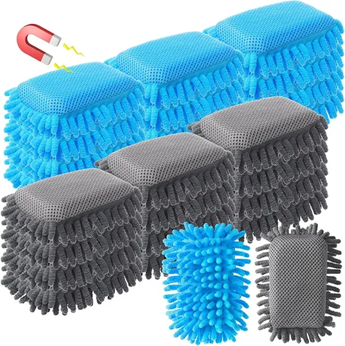 Miniatura 7 de Sherr 24 borradores magnéticos de pizarra blanca, borradores de microfibra, lavables, para pizarra blanca, para tiza, oficina en casa (azul)