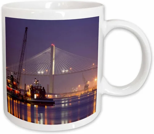 Miniatura 13 de 3dRose Taza de café, tamaño – 15 oz – Georgia, Talmadge Bridge, remolcadores, Savannah River – US11 JWL0430 – Joanne Wells Georgia – divertido