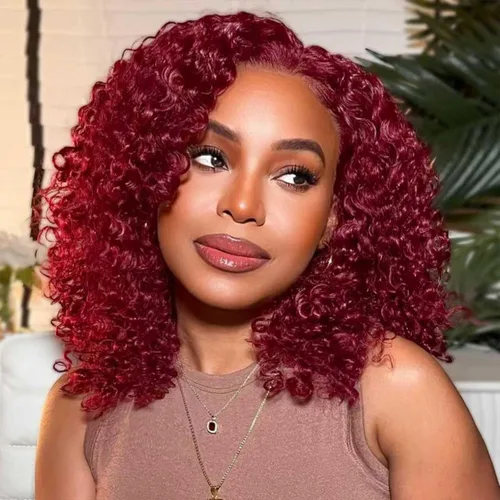 Miniatura 7 de Peluca BOB rizada de cabello humano 220 de densidad 13x4 de encaje frontal HD onda profunda para mujeres negras, sin pegamento, lista para usar