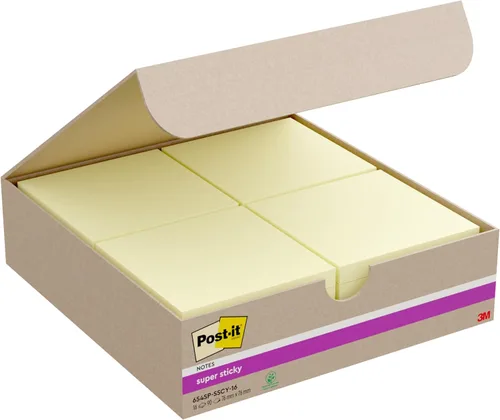 Miniatura 3 de Post-it Notas súper adhesivas, amarillo canario, paquete de 16 blocs, 90 hojas por bloc, 2.992 in x 2.992 in, notas extra adhesivas para paredes