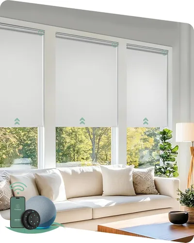 Miniatura 14 de Yoolax - cortinas enrollables motorizadas sin cenefa Vinilo opaco gris claro