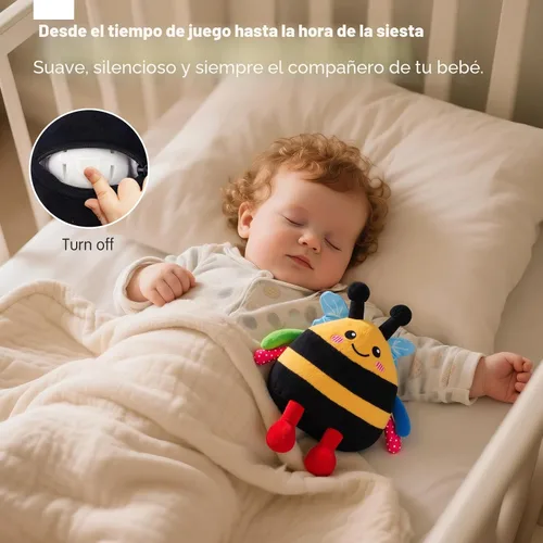Miniatura 7 de hahaland - Juguete de abeja que rebota para el tiempo boca abajo, para 6 meses, juguete musical de abeja de peluche para bebés de 7, 8, 9, 10, 11