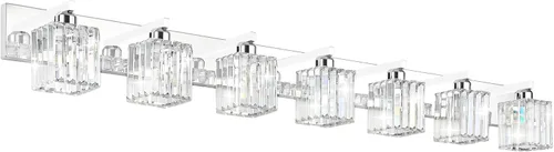 Miniatura 35 de Aipsun Accesorios de Luz Negros para Tocador de Baño Lámpara de Tocador Moderna de Cristal para Baño 4 Luces (Excluye Bombilla)