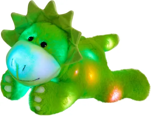 Miniatura 16 de Glow Guards Peluche de dinosaurio Triceratops de 12 pulgadas, juguete de peluche de dinosaurio suave con luces nocturnas mágicas y canción de cuna