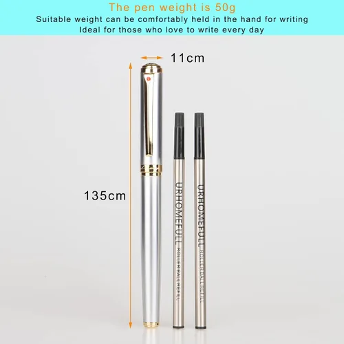 Miniatura 5 de Impresionante bolígrafo de lujo con borde dorado de 24 quilates, punta suiza con recambios de tinta negra, regalo perfecto para hombres y mujeres
