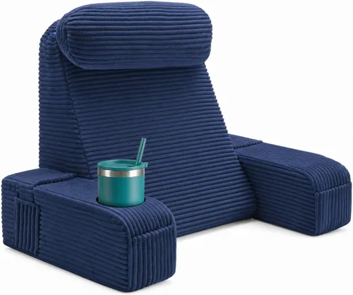 Miniatura 11 de Almohada de lectura para adultos, almohada de espalda para sentarse en la cama, almohada de respaldo para sentarse en la cama, brazos desmontables