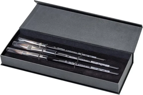 da Vinci Brushes 4250DV - Juego de pinceles para acuarela, tamaño 2, tamaño inclinado 10, ovalado tamaño 12, negro 3 unidades