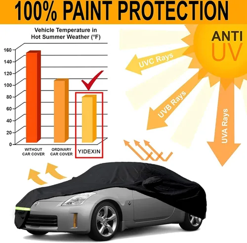 Miniatura 6 de Cubiertas de coche impermeables YIXIN para Nissan 350Z 2003-2009, cubiertas de 190T, ajustadas al cliente, 100% impermeables, con correa