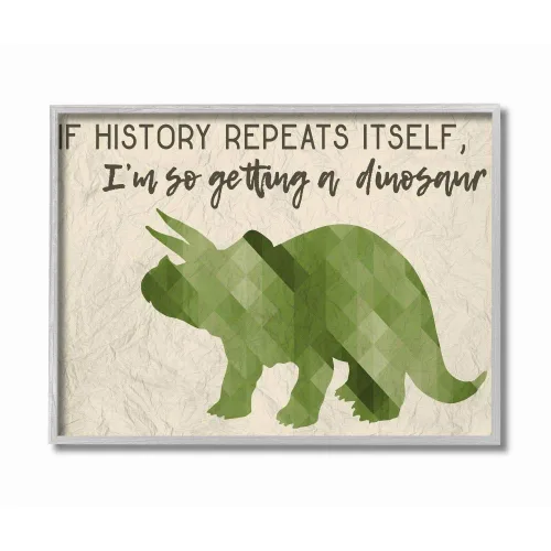 Miniatura 10 de The Kids Room de Stupell I'm So Getting a Dinosaur Triceratops - Placa de pared verde artística, fabricada con orgullo en Estados Unidos