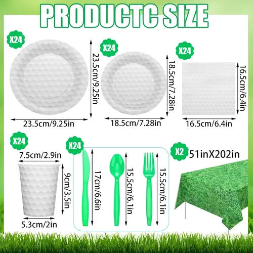 Miniatura 2 de Zubebe 170 piezas de decoraciones de fiesta de golf, decoraciones de primer cumpleaños, platos de golf y servilletas, suministros de fiesta, juego