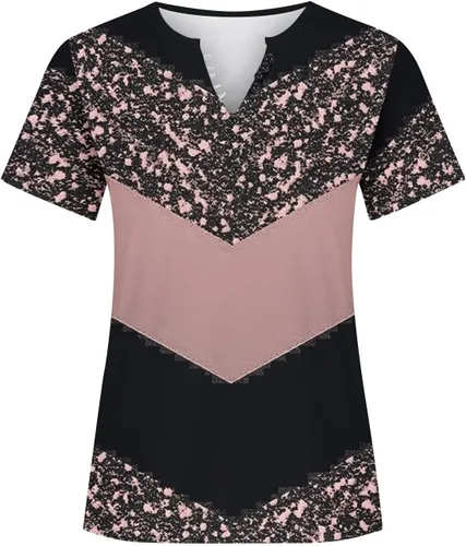 Miniatura 58 de Summer Shirts for Women 2025 Plus Size Short Sleeve Henley Tops Marble Floral Loose Tshirt Tee Casual Dressy Tunics
